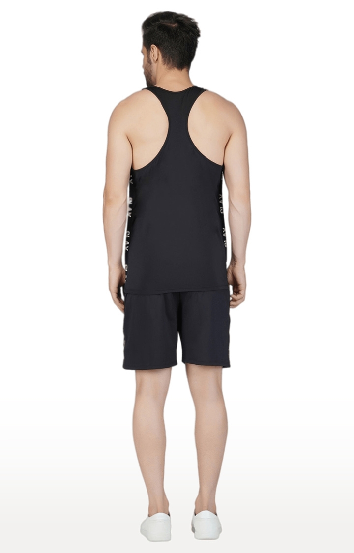 Men's Activewear Black Gym Vest (4 way Stretch Fabric)