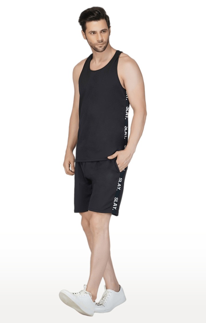 Men's Activewear Black Gym Vest (4 way Stretch Fabric)