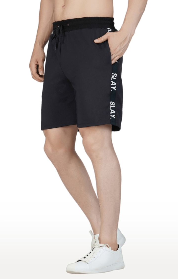 SLAY | Men's Black Polyester Soild Activewear Shorts