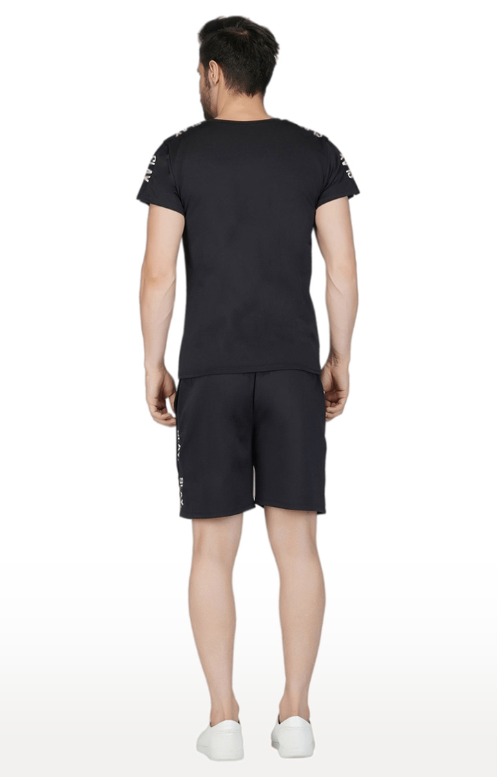 Men's Black Polyester Soild Activewear Shorts