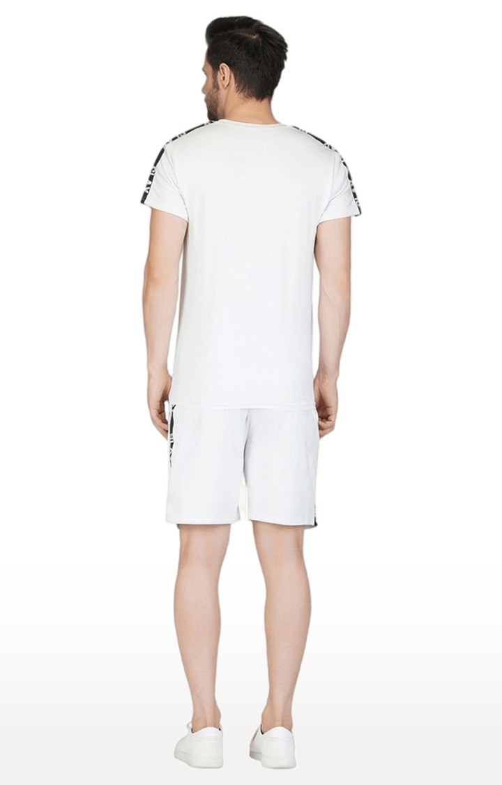 Men's White Solid Spandex Co-ords