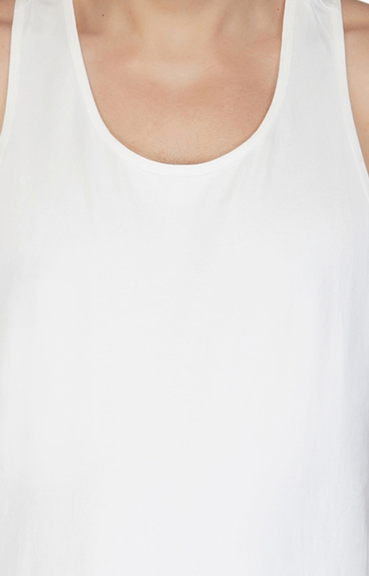 Men's White Gym Vest(4 Way Stretch Fabric)