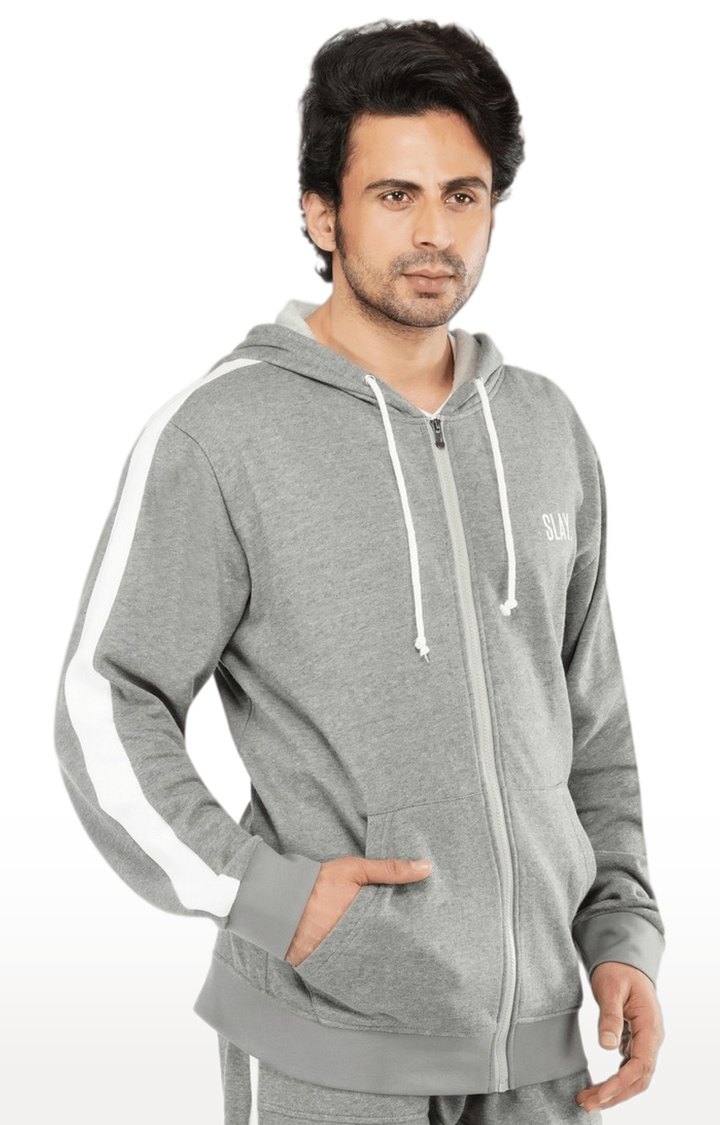 Men's Grey Typographic Satin Hoodies