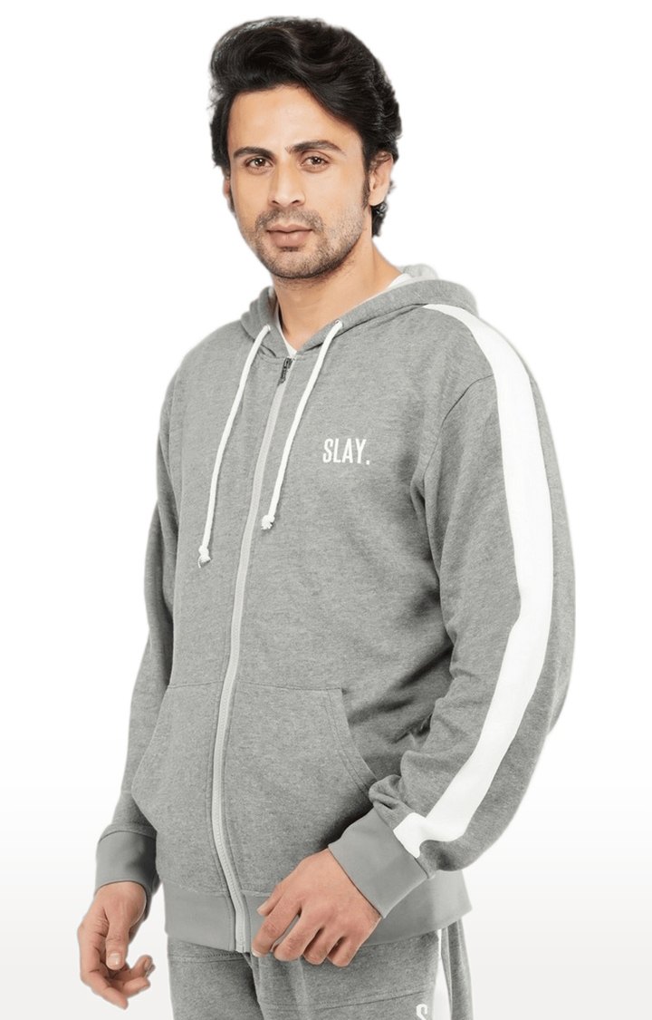 Men's Grey Typographic Satin Hoodies