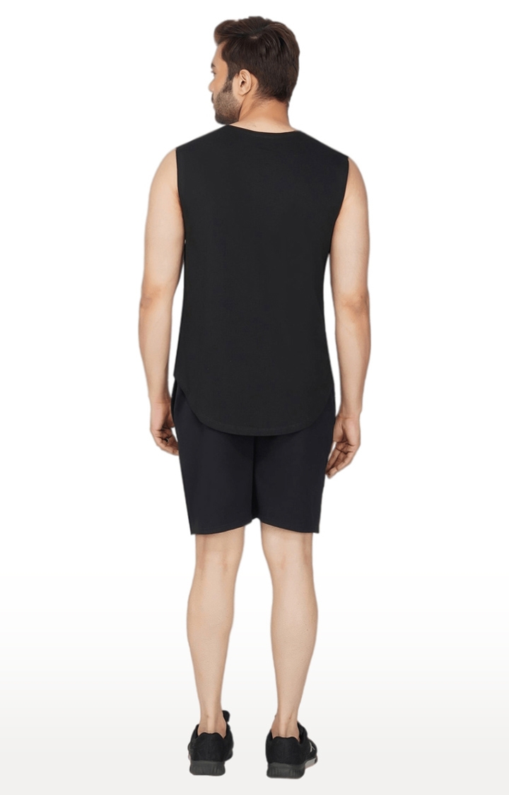 Men's Black Polyester Soild Activewear Shorts
