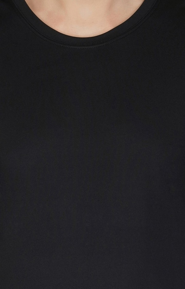 Men's Black Solid Spandex Co-ords