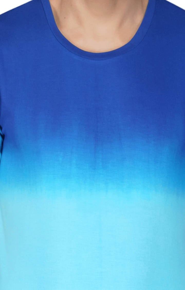 Men's Blue Ombre Cotton Regular Casual Pants