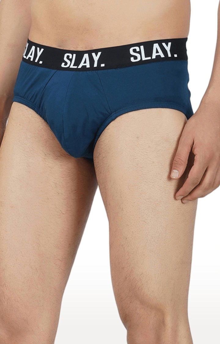 Men's Blue Underwear Cotton Briefs