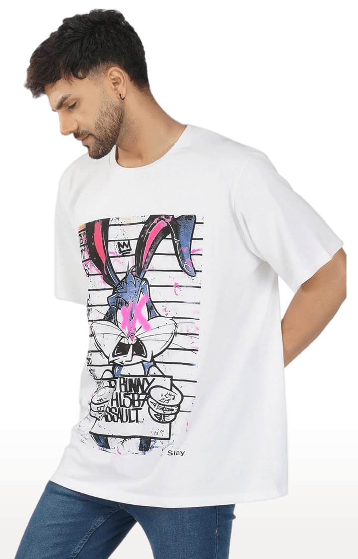 Men's White Graphics Cotton Oversized T-Shirts