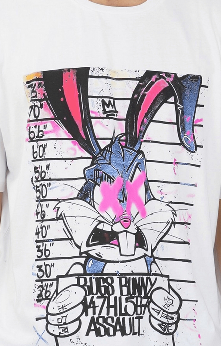 Men's White Graphics Cotton Oversized T-Shirts