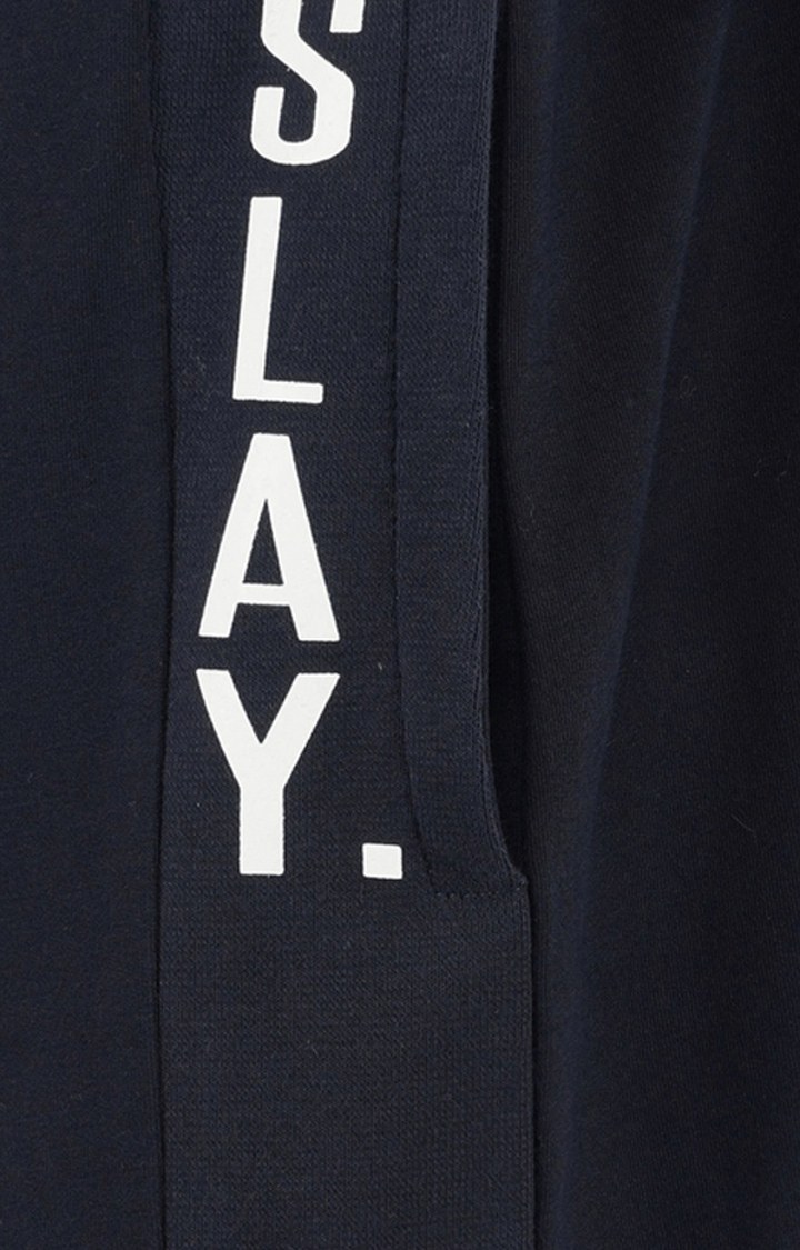Men's Navy Blue Viscose Soild Activewear Shorts