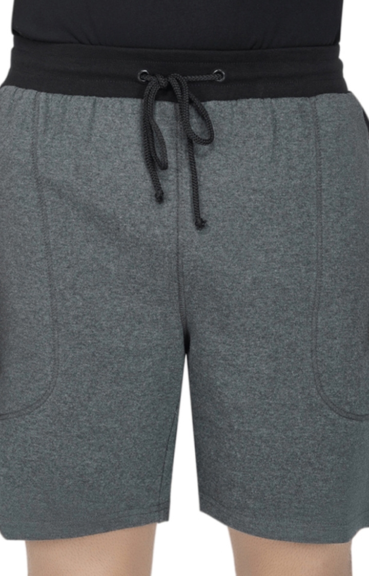 Men's Dark Grey Polyester Soild Activewear Shorts