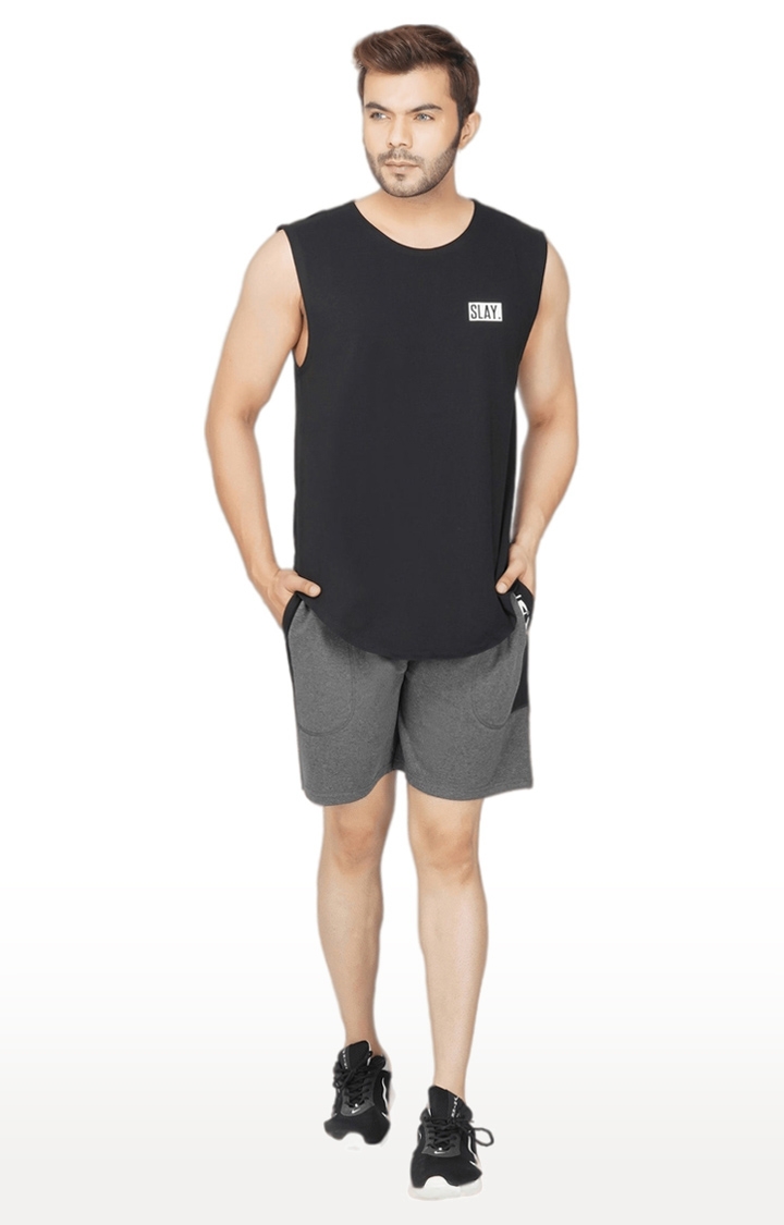 SLAY | Men's Dark Grey Polyester Soild Activewear Shorts