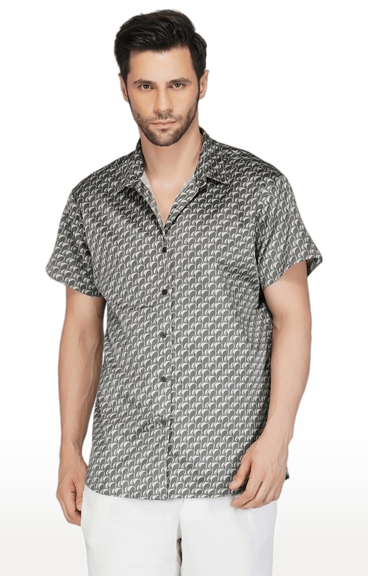 SLAY | Men's Black Printed Cotton Casual Shirts