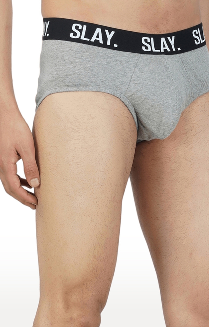 Men's Grey Underwear Cotton Briefs