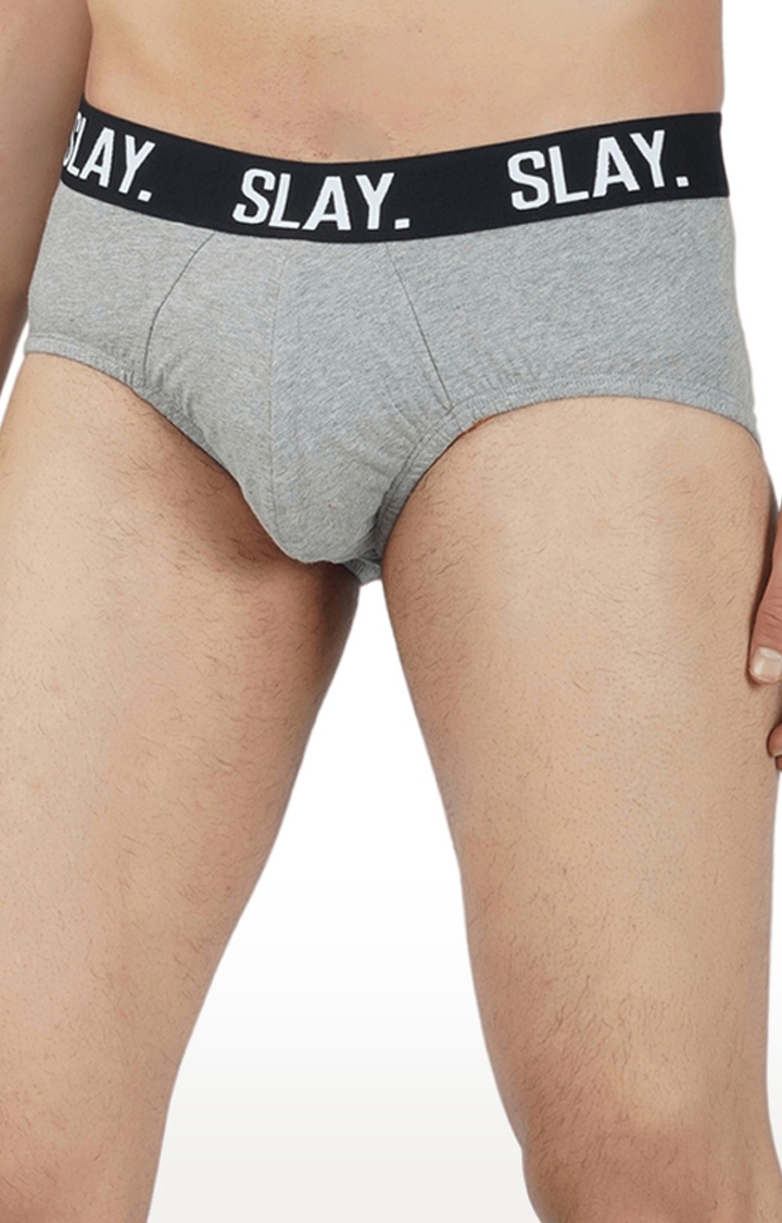 Men's Grey Underwear Cotton Briefs