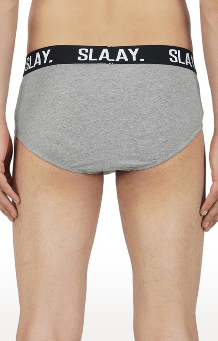 Men's Grey Underwear Cotton Briefs