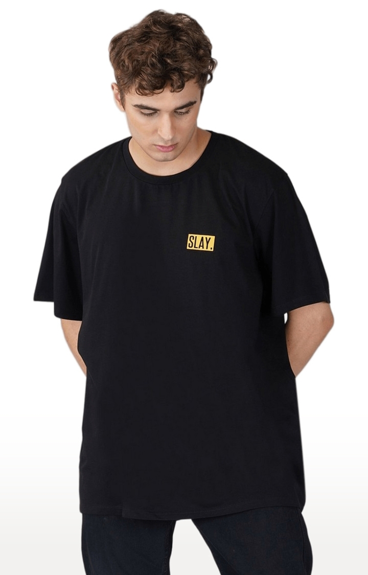 Men's Black Graphics Cotton Oversized T-Shirts