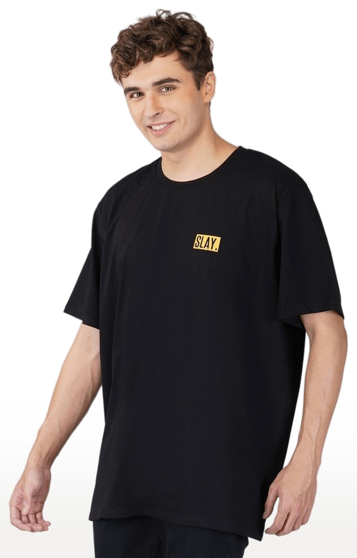 Men's Black Graphics Cotton Oversized T-Shirts