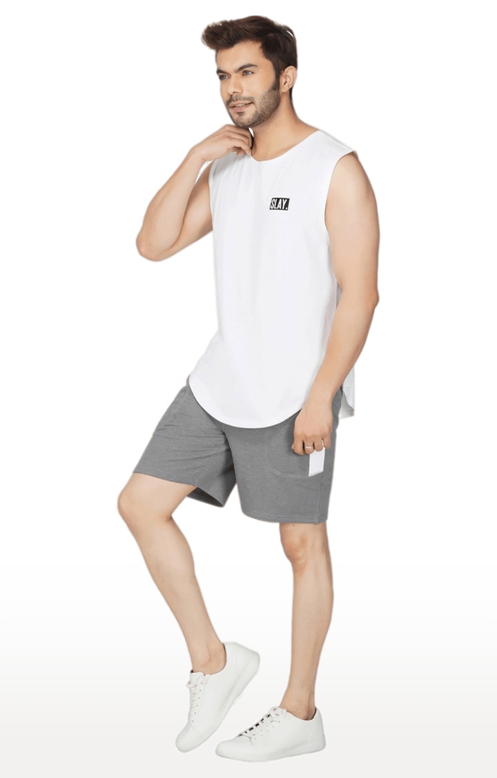 Men's Light Grey Polyester Soild Activewear Shorts