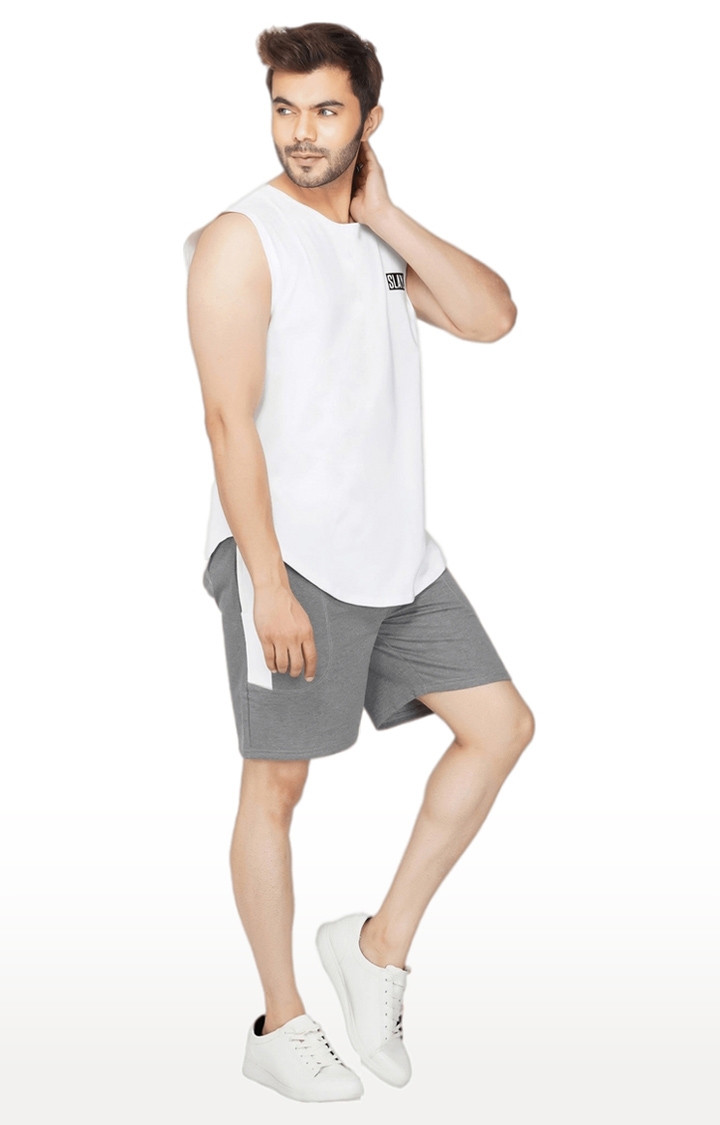 Men's Light Grey Polyester Soild Activewear Shorts