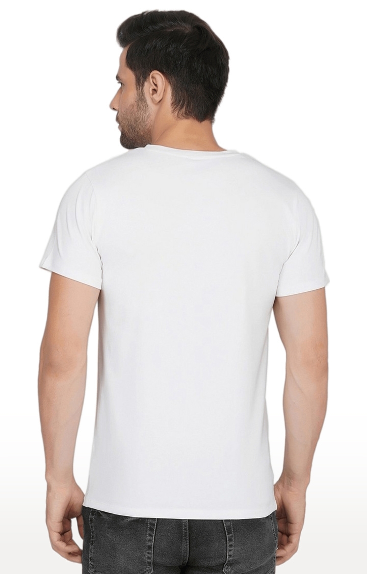 Men's White Printed Cotton Regular T-Shirts