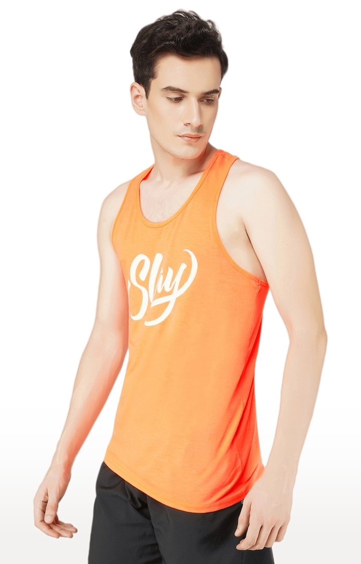 Men's Neon Orange Printed Vest