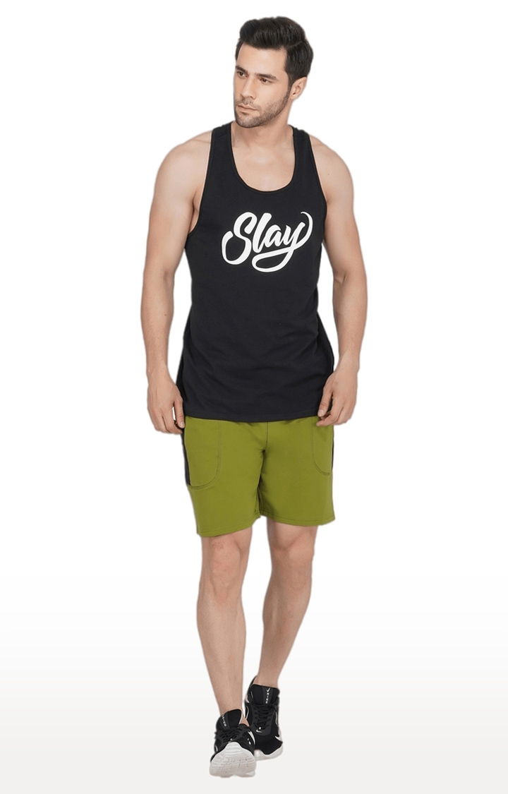SLAY | Men's Green Polyester Soild Activewear Shorts