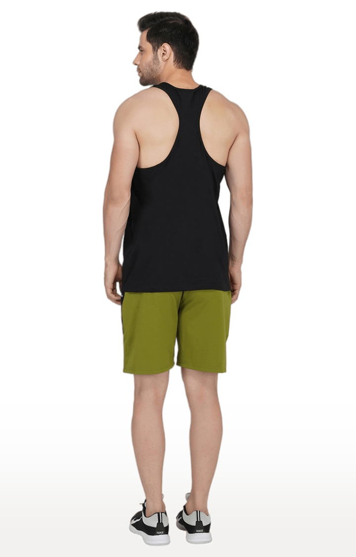 Men's Green Polyester Soild Activewear Shorts