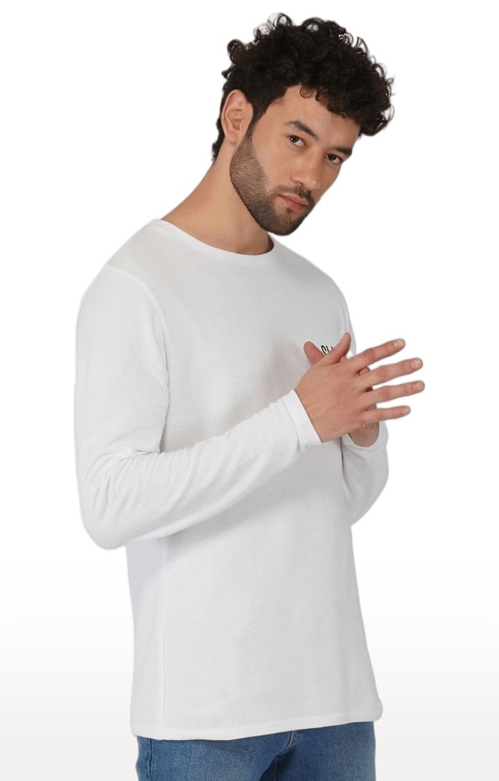 Men's White Solid Cotton Regular T-Shirts