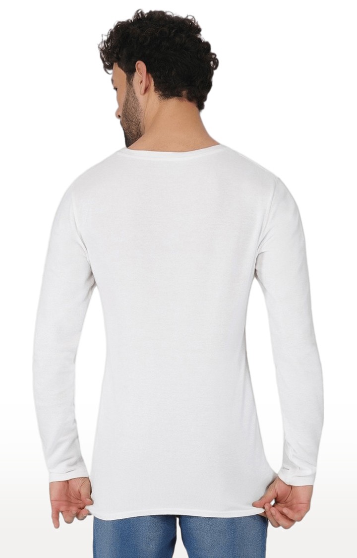 Men's White Solid Cotton Regular T-Shirts