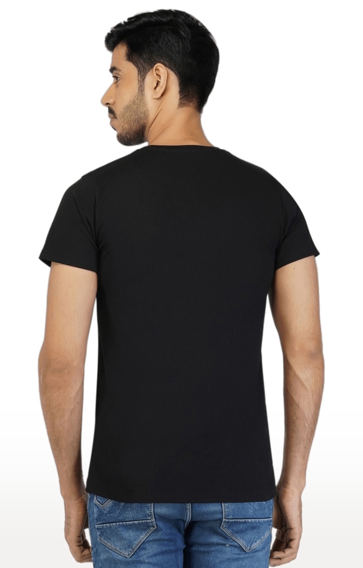 Men's Black Printed Cotton Regular T-Shirts