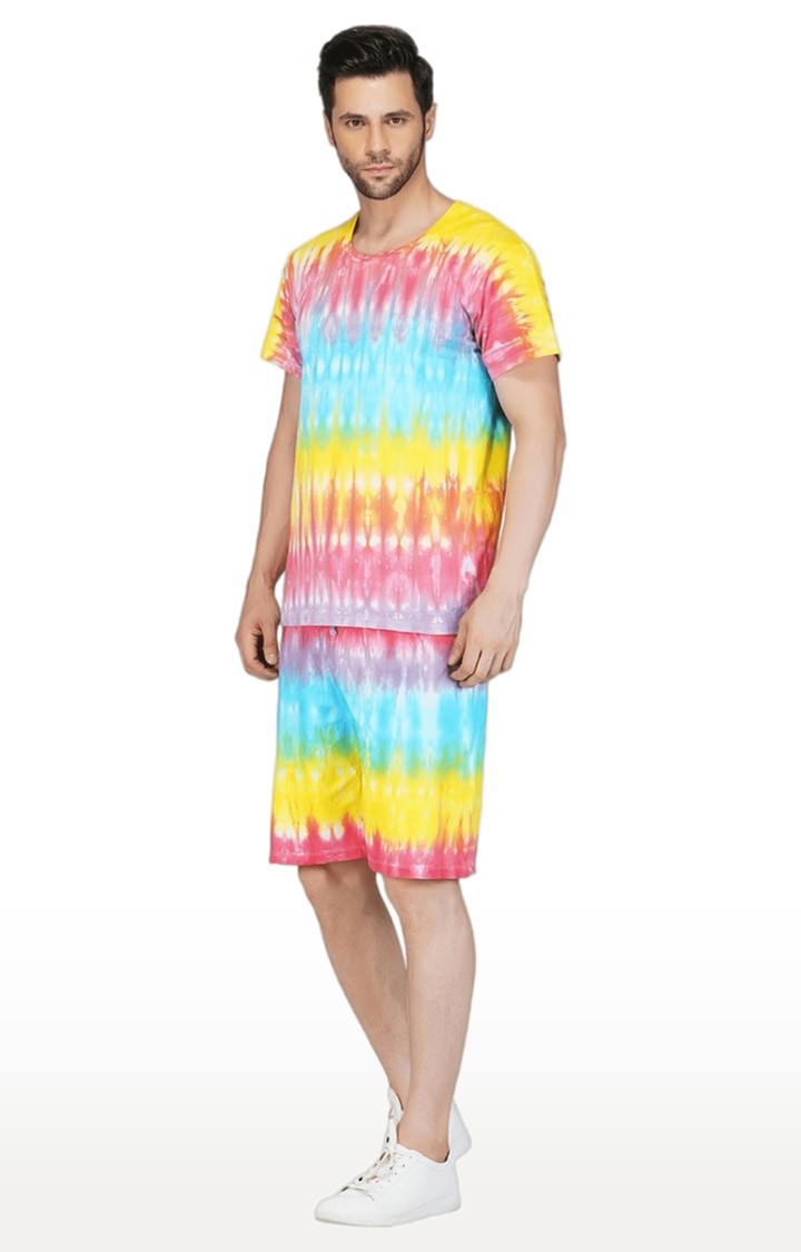 Men's Multi Tie Dye Polyester Regular T-Shirts