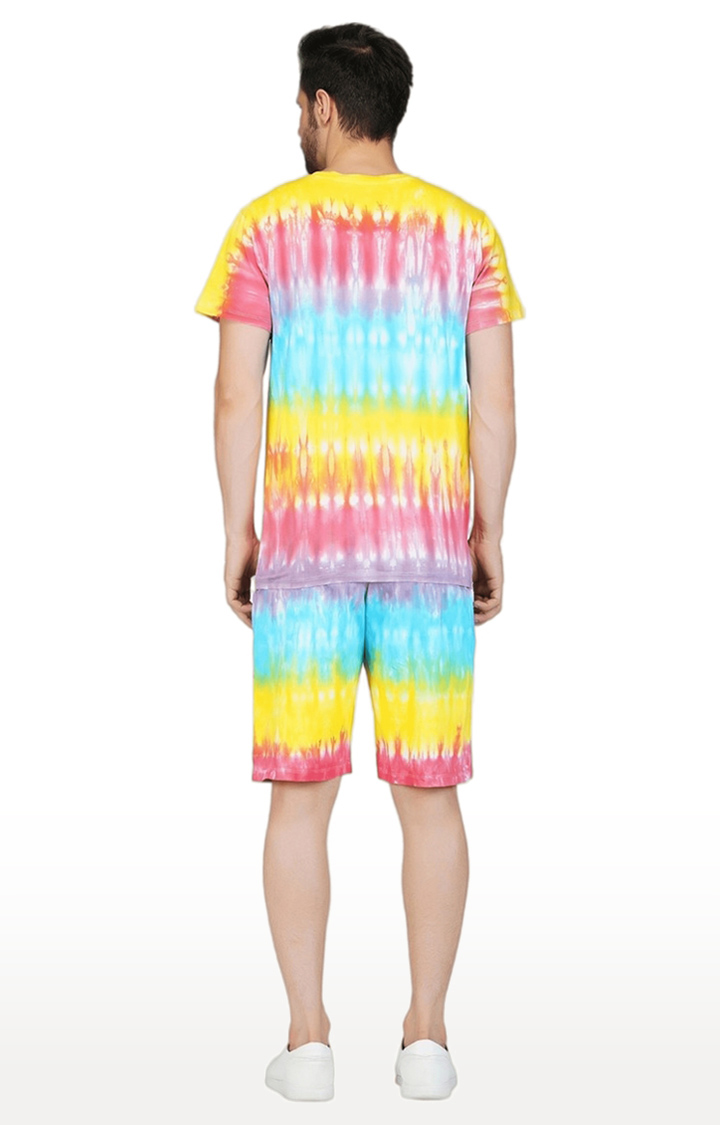 Men's Multi Tie Dye Polyester Regular T-Shirts