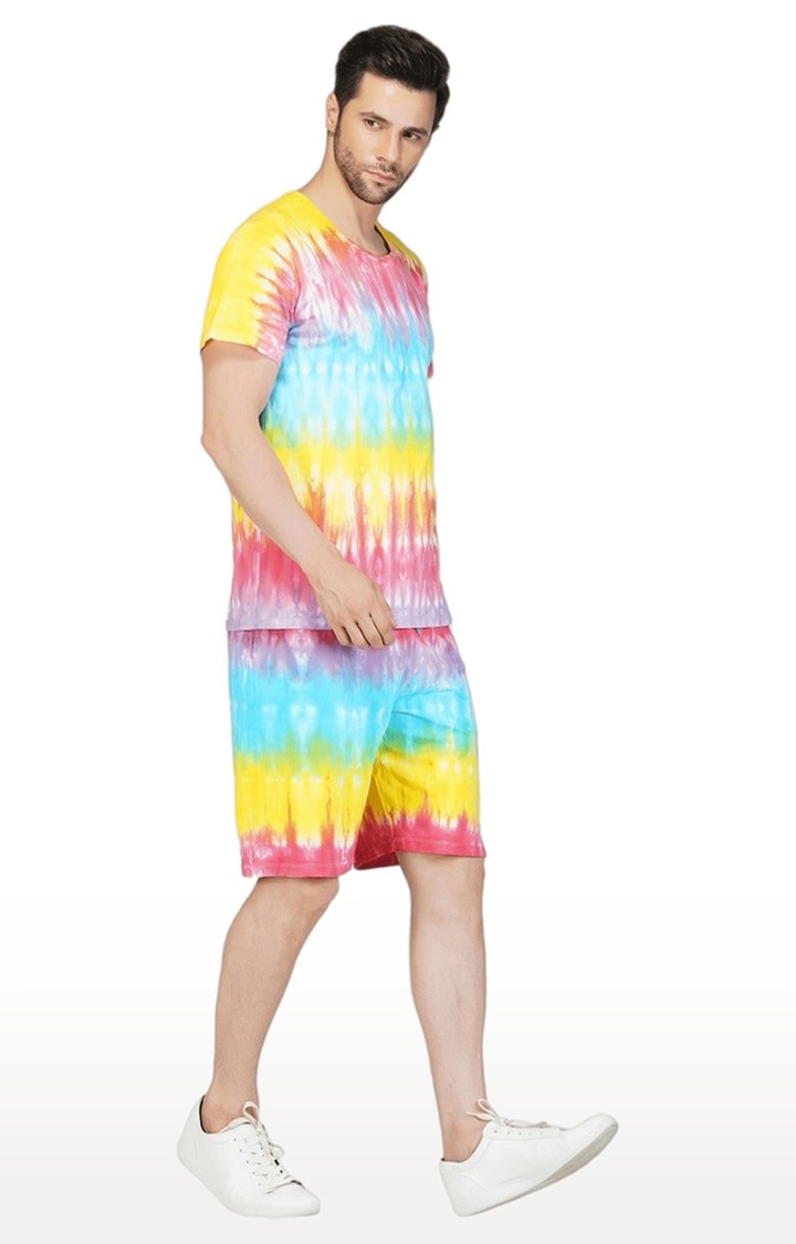 Men's Multi Tie Dye Polyester Regular T-Shirts