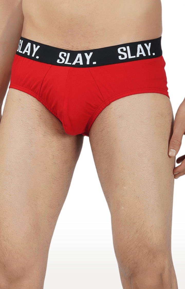 Men's Red Underwear Cotton Briefs