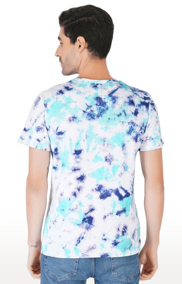 Men's Multi Tie Dye Denim Regular T-Shirts