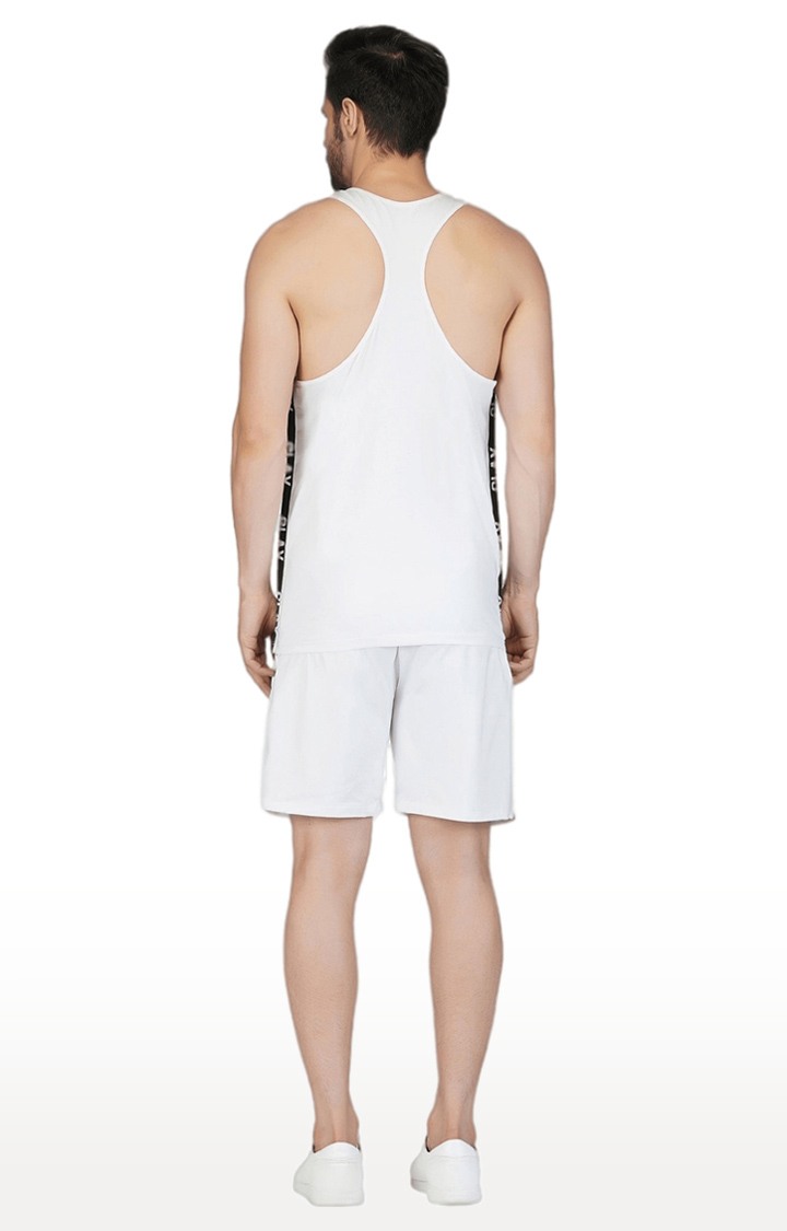 Men's White Viscose Soild Activewear Shorts