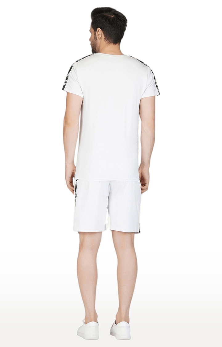 Men's White Viscose Soild Activewear Shorts