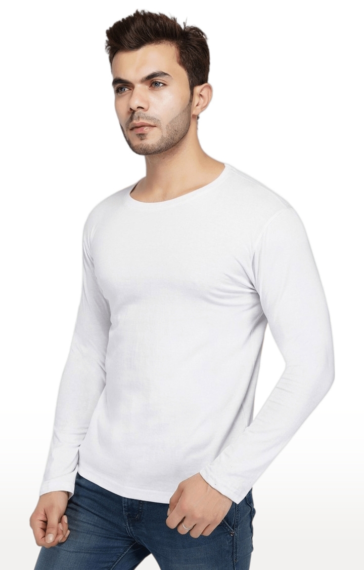 SLAY | Men's White Solid Cotton Regular T-Shirts