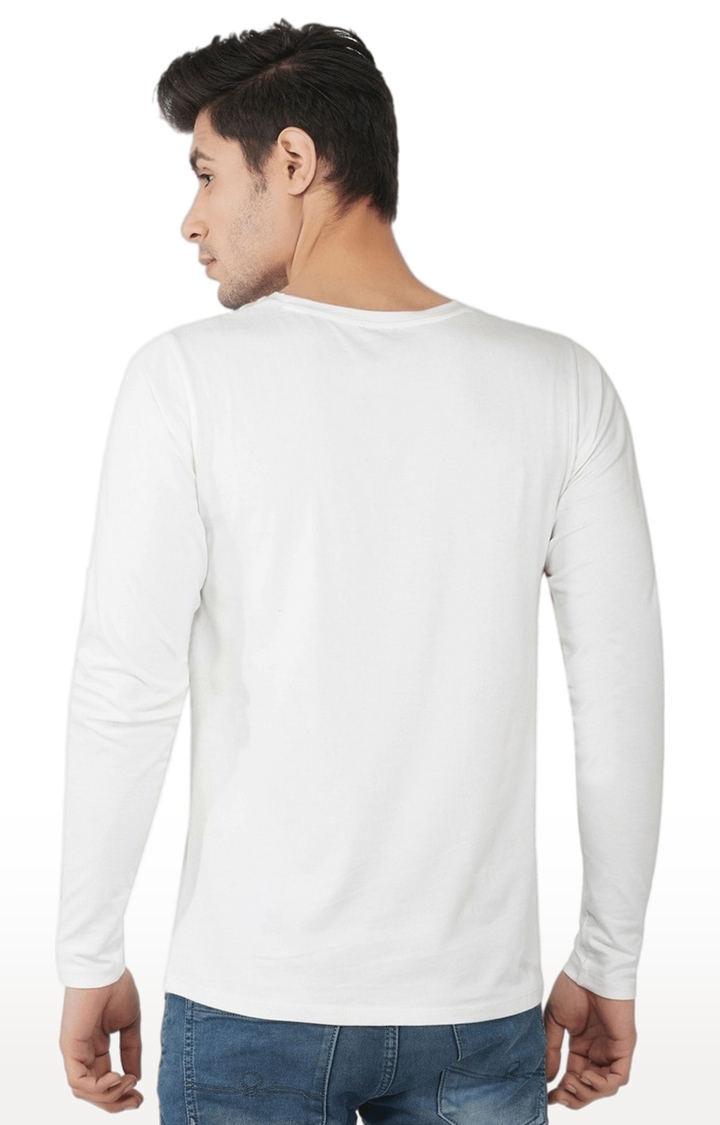 Men's White Typographic Cotton Regular T-Shirts
