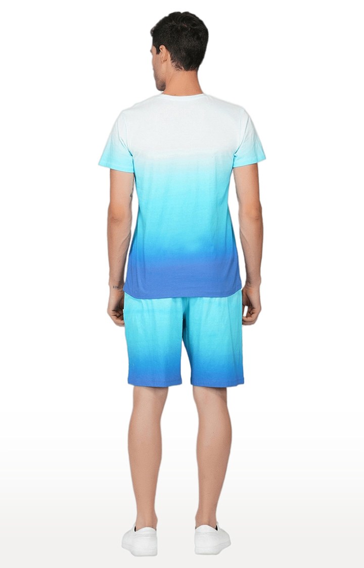 Men's Blue Cotton Tie Dye Shorts