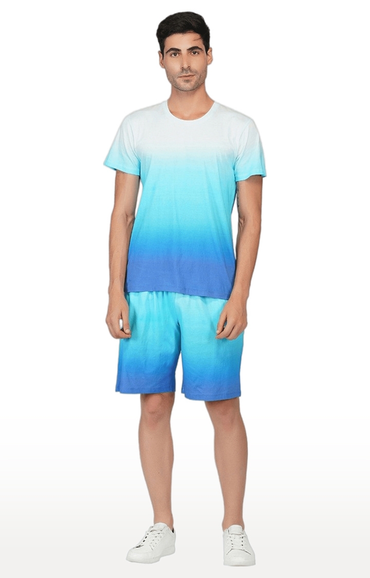 SLAY | Men's Blue Tie Dye Cotton Regular T-Shirts