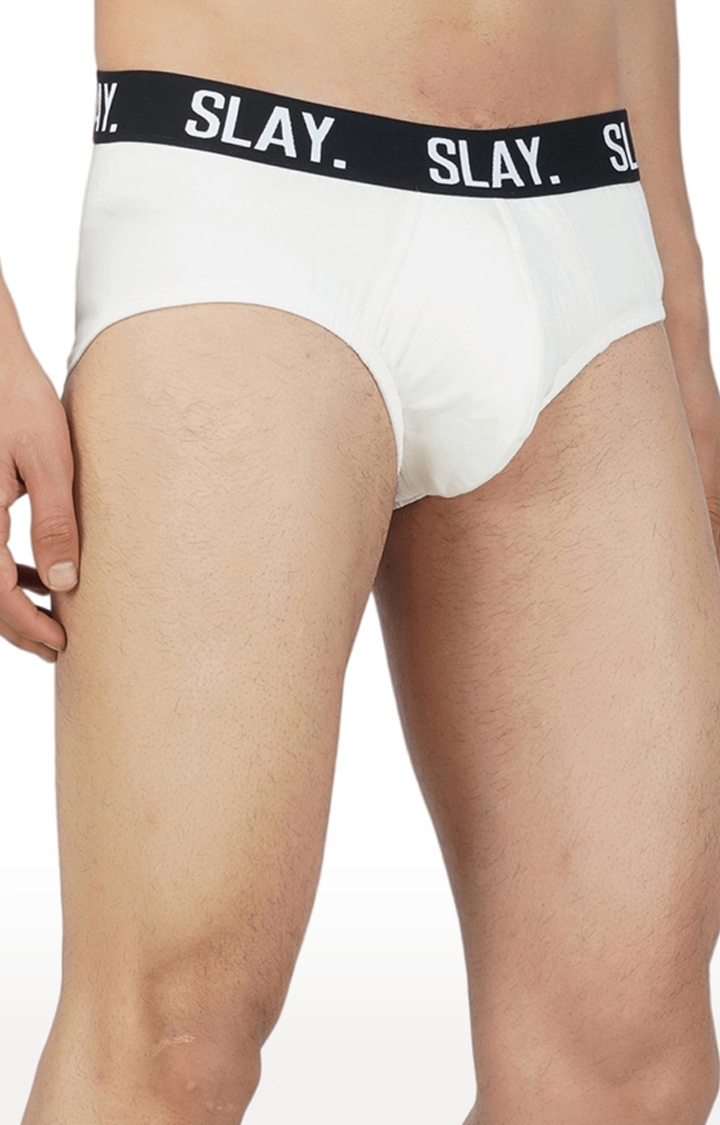 Men's White Underwear Cotton Briefs