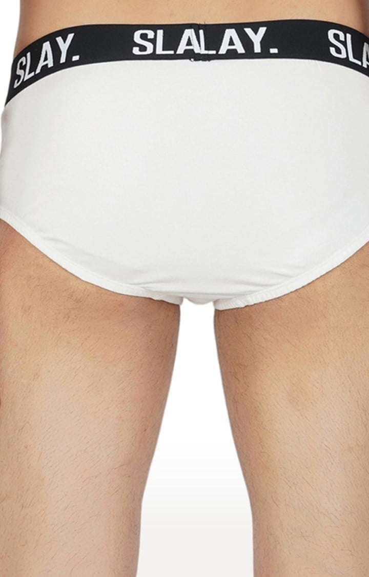 Men's White Underwear Cotton Briefs