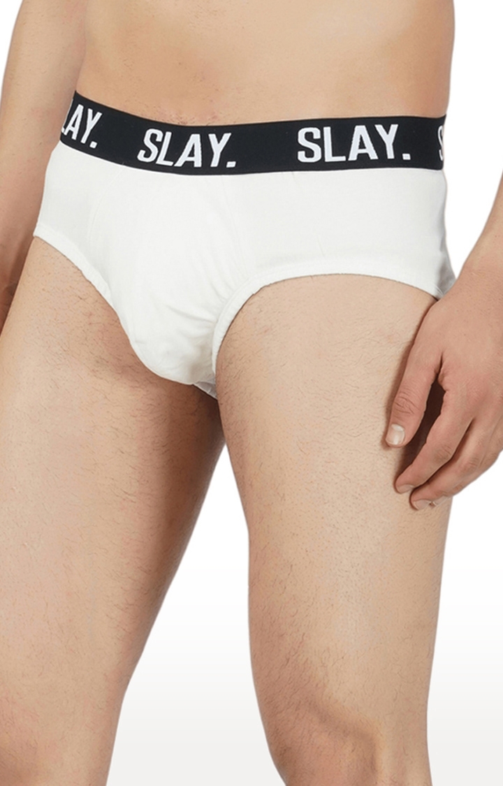 Men's White Underwear Cotton Briefs
