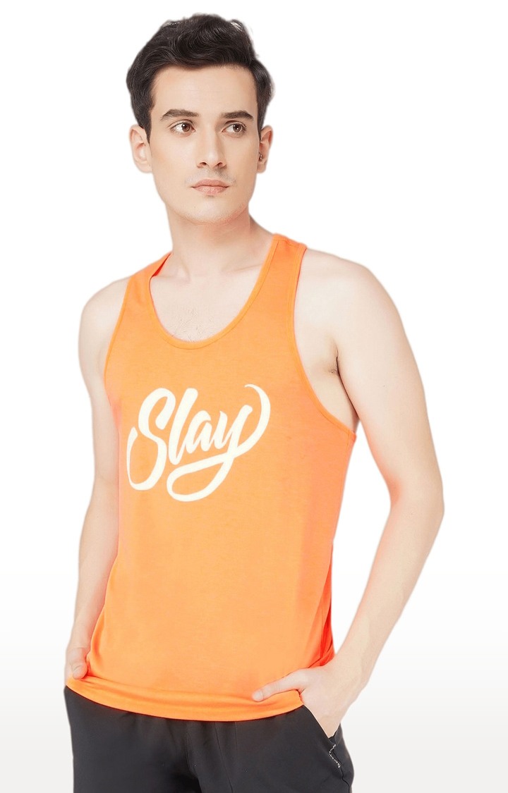 Sport Men's Neon Orange Printed Vest