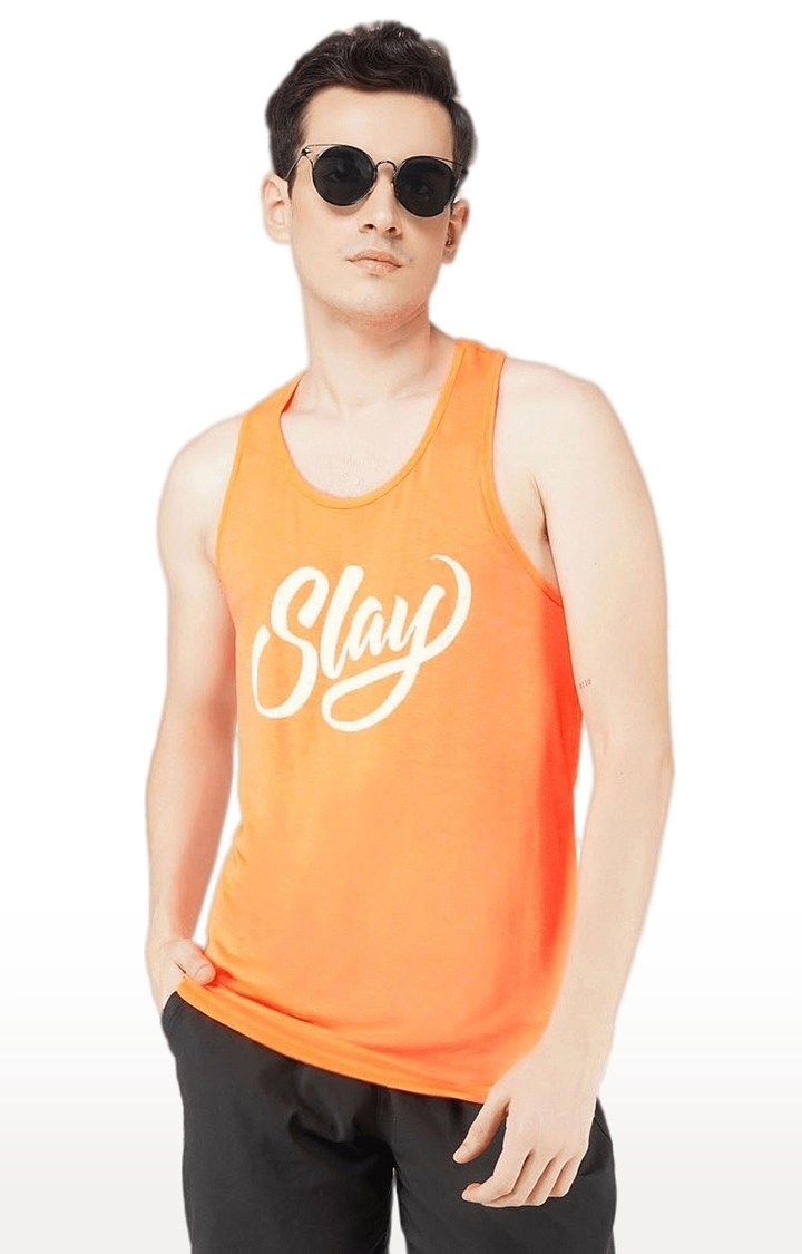 SLAY | Sport Men's Neon Orange Printed Vest