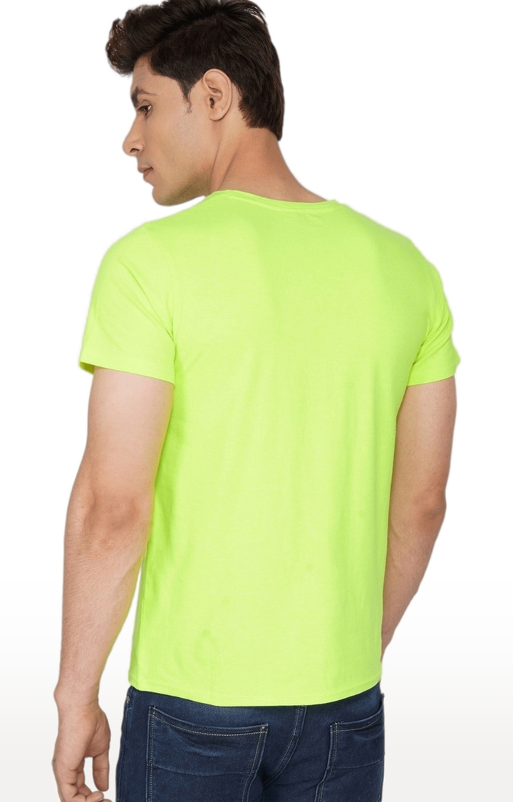 Men's Green Typographic Cotton Regular T-Shirts