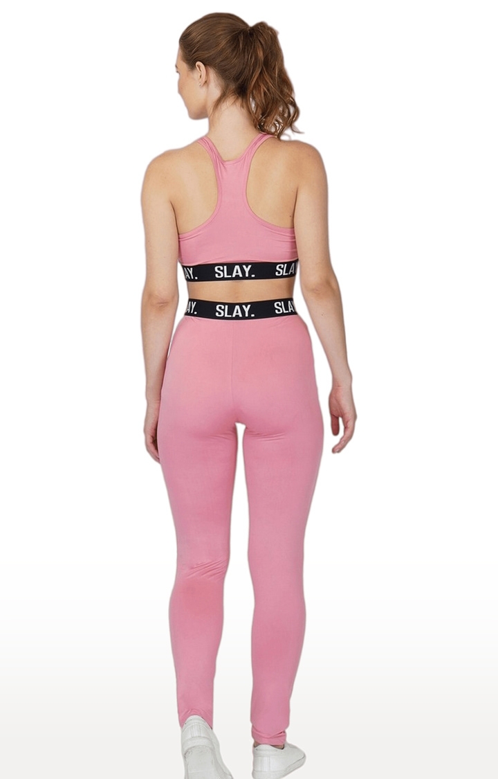 Women's Pink Solid Cotton Activewear Tank Tops